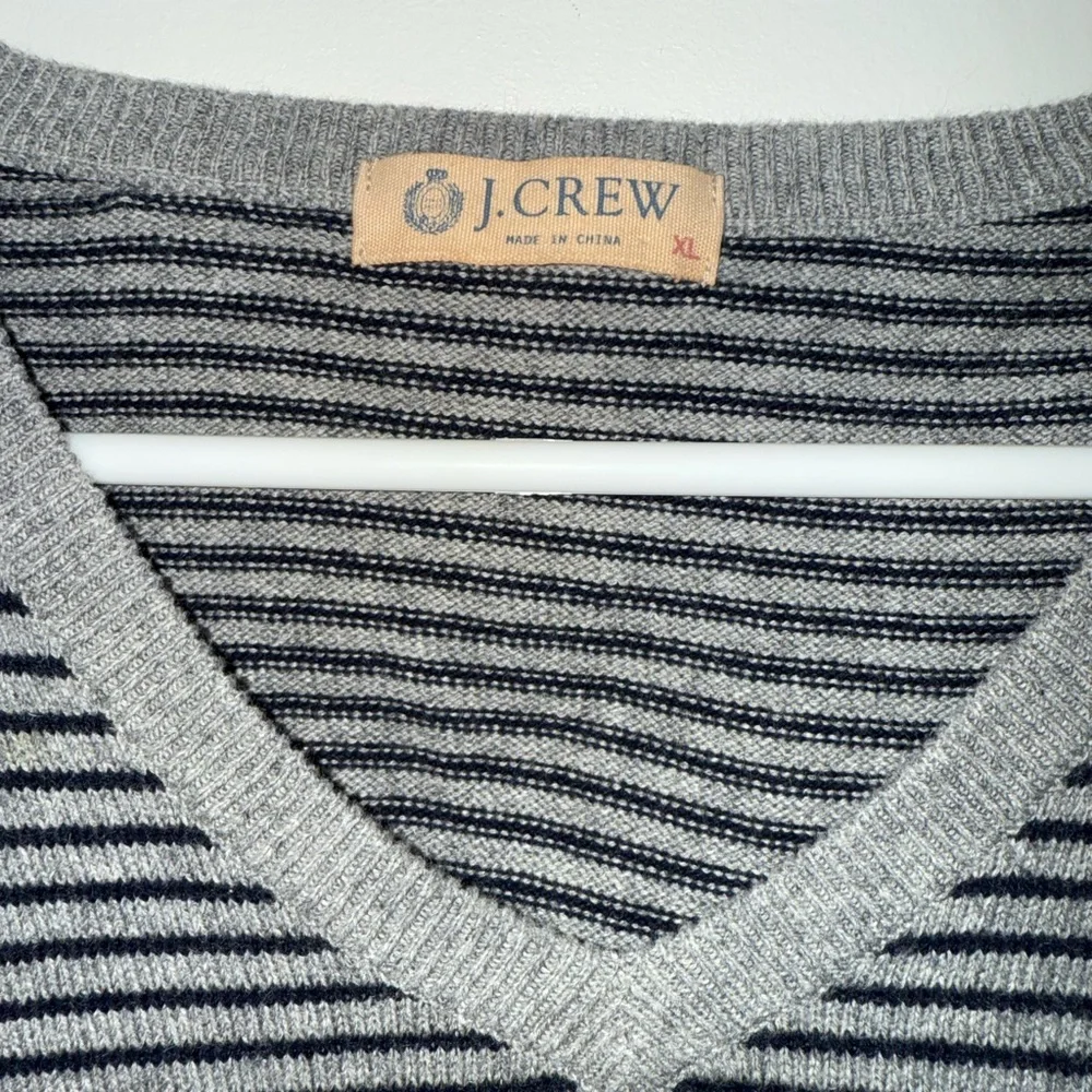 J. Crew Gray and Black Striped Knit Vest